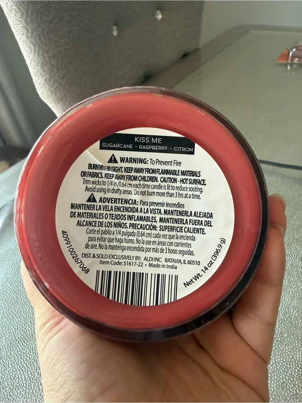 Huntington Home Red 'Kiss Me' Decorative Tin lid Candle